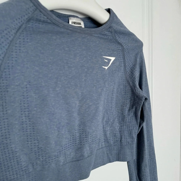 Gymshark Vital Seamless 2.0 Crop Top - Evening Blue Marl size S - Picture 7 of 7